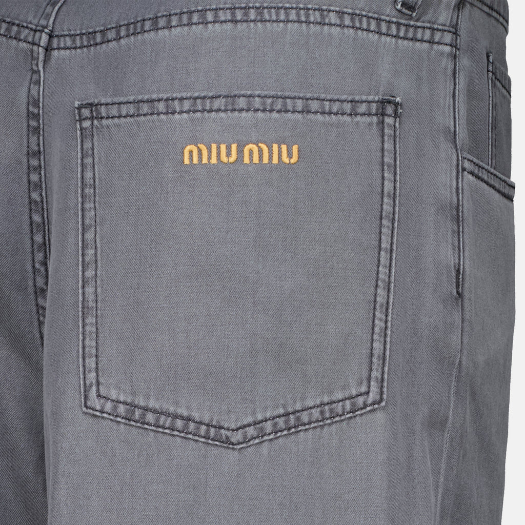 Pantalons Jeans de Denim Chambray Cinza Miu Miu Gris Femme