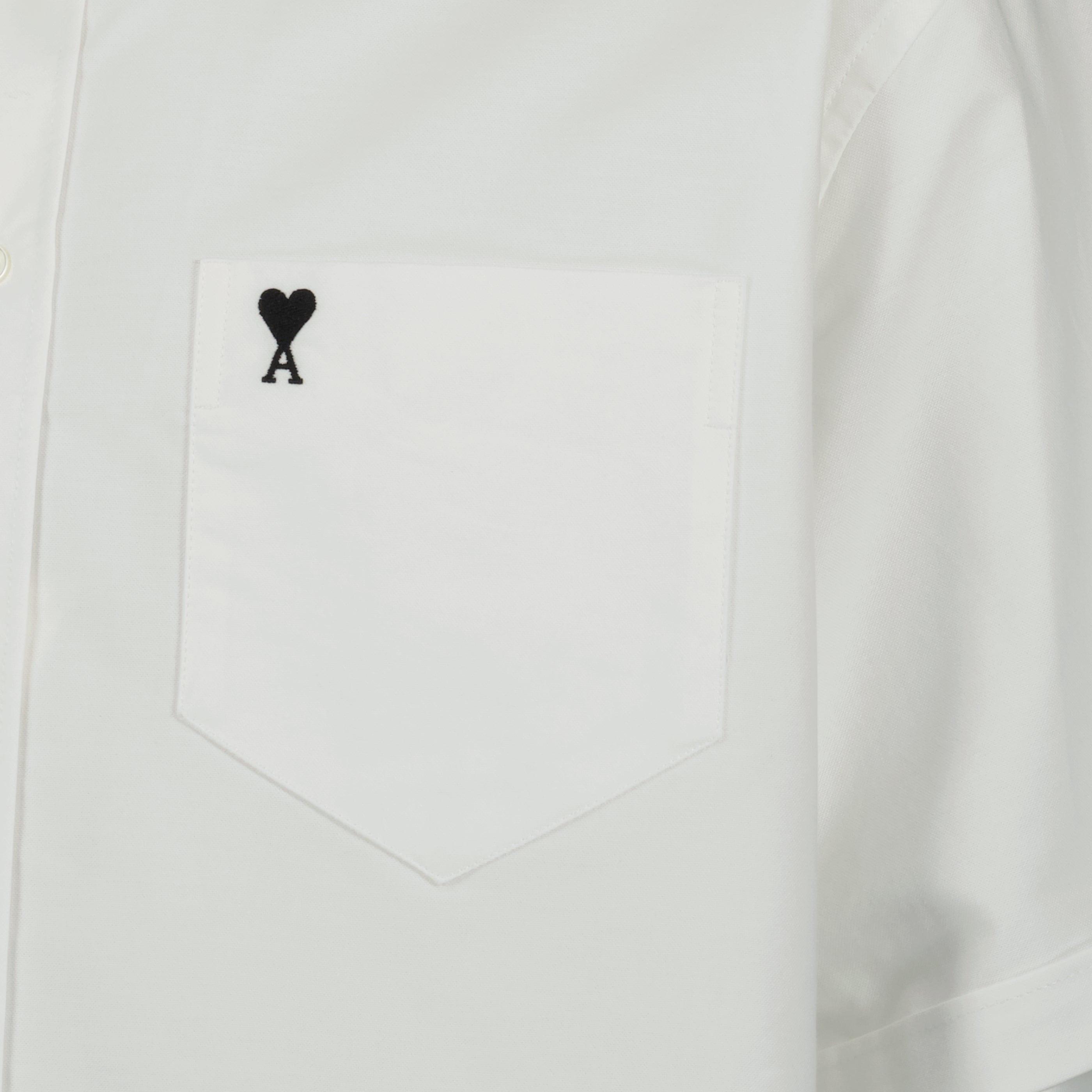 Image of the Ami PARIS white cotton shirt for men - Spring-Summer 2026 - Detailed View_1