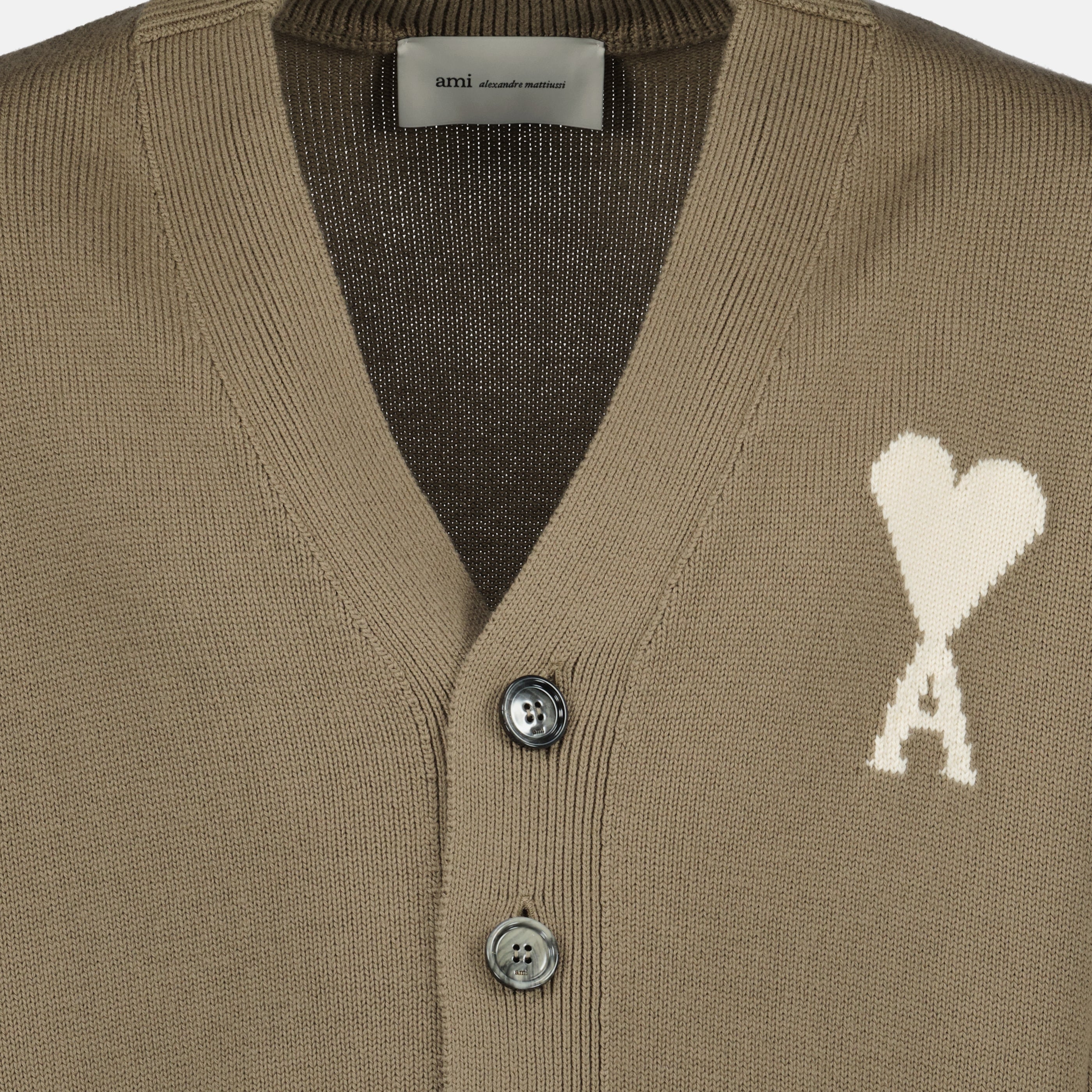 Maille Cardigan AMI de coeur beige en laine et coton Ami PARIS Beige Unisexe