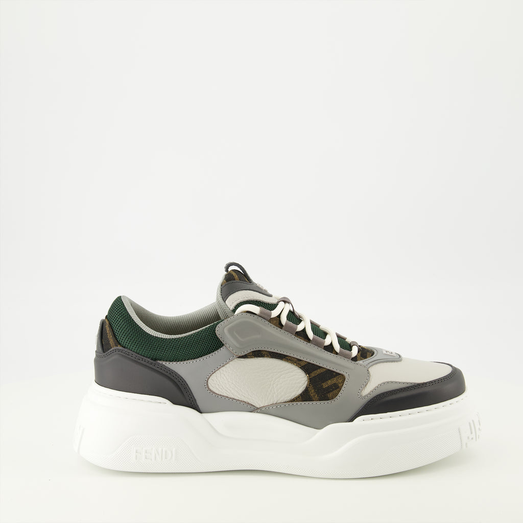 Image de l'article Baskets Fendi Force gris et vert de la marque Fendi pour Homme - Saison Automne-Hiver 2025 - Vue latérale droite