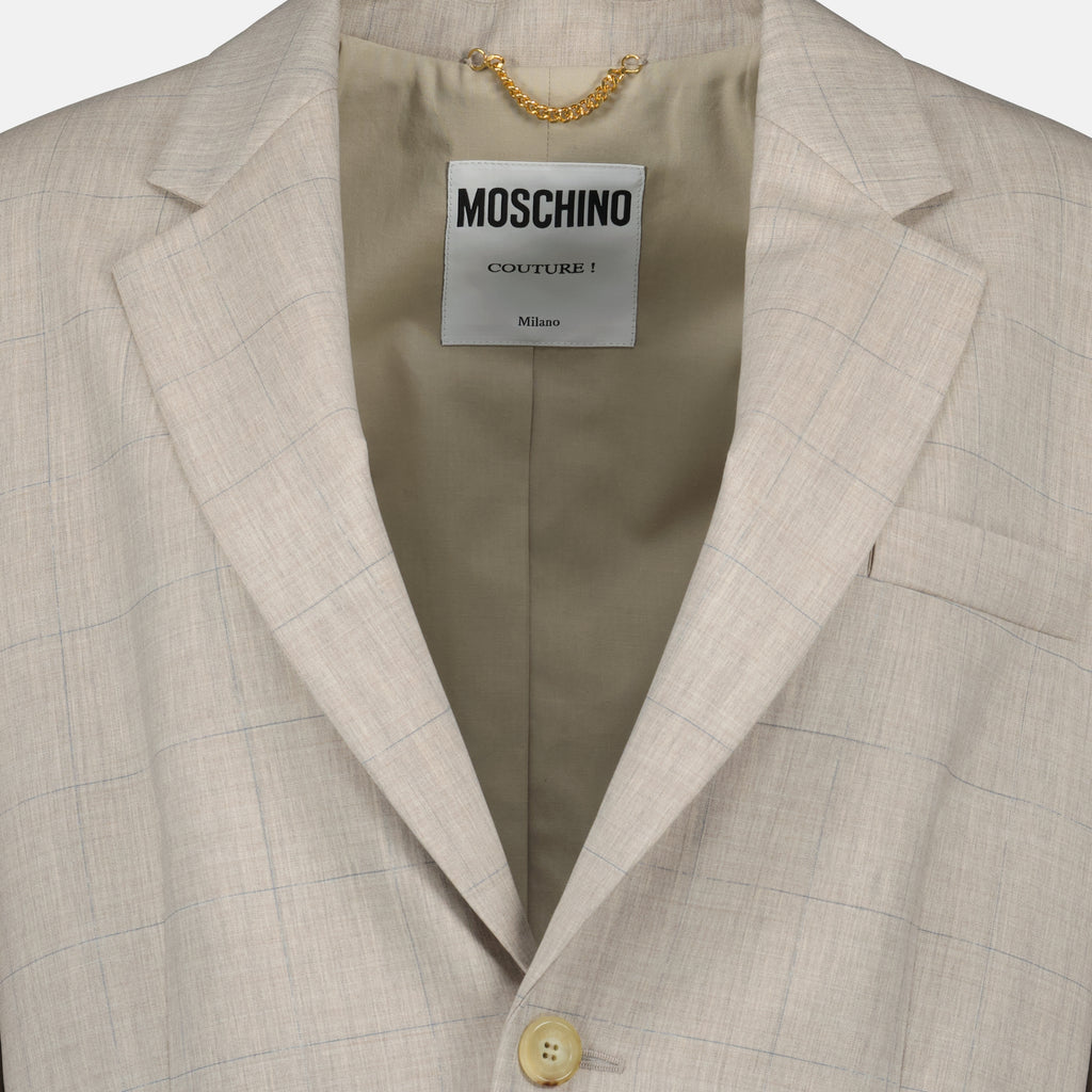 Vestes Blazer à carreaux Moschino Beige Femme