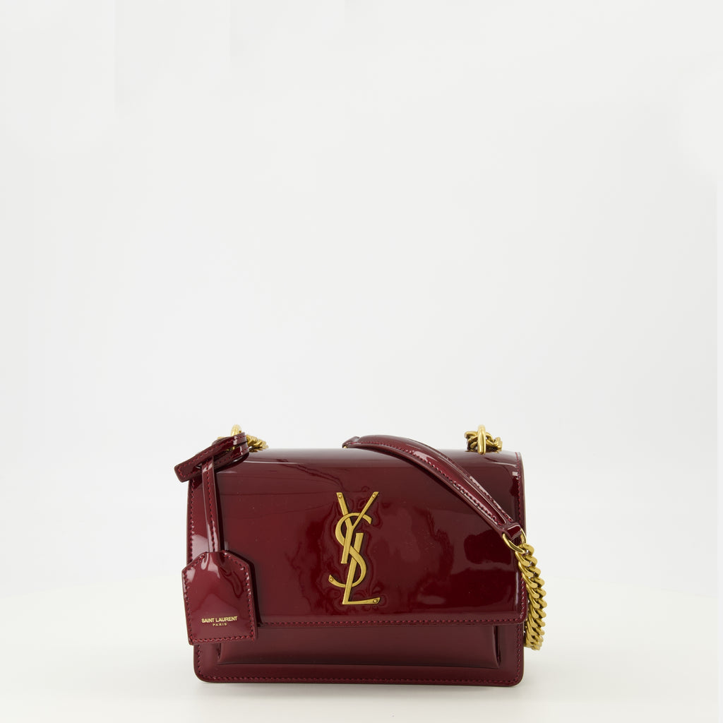 Sacs à main et épaule Bolsa Sunset em Pele Verniz Bordô Saint Laurent Bordeaux Femme
