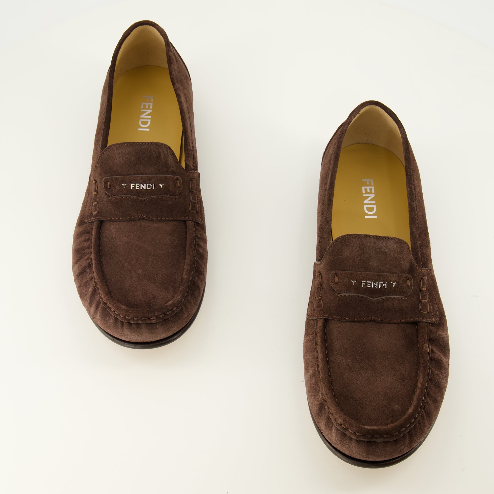 Mocassins Braune Wildleder Scrunch Slipper Fendi Marron Homme
