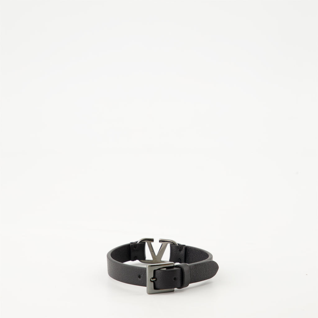 Schmuck Bracelet VLogo en cuir Valentino Garavani Schwarz Homme
