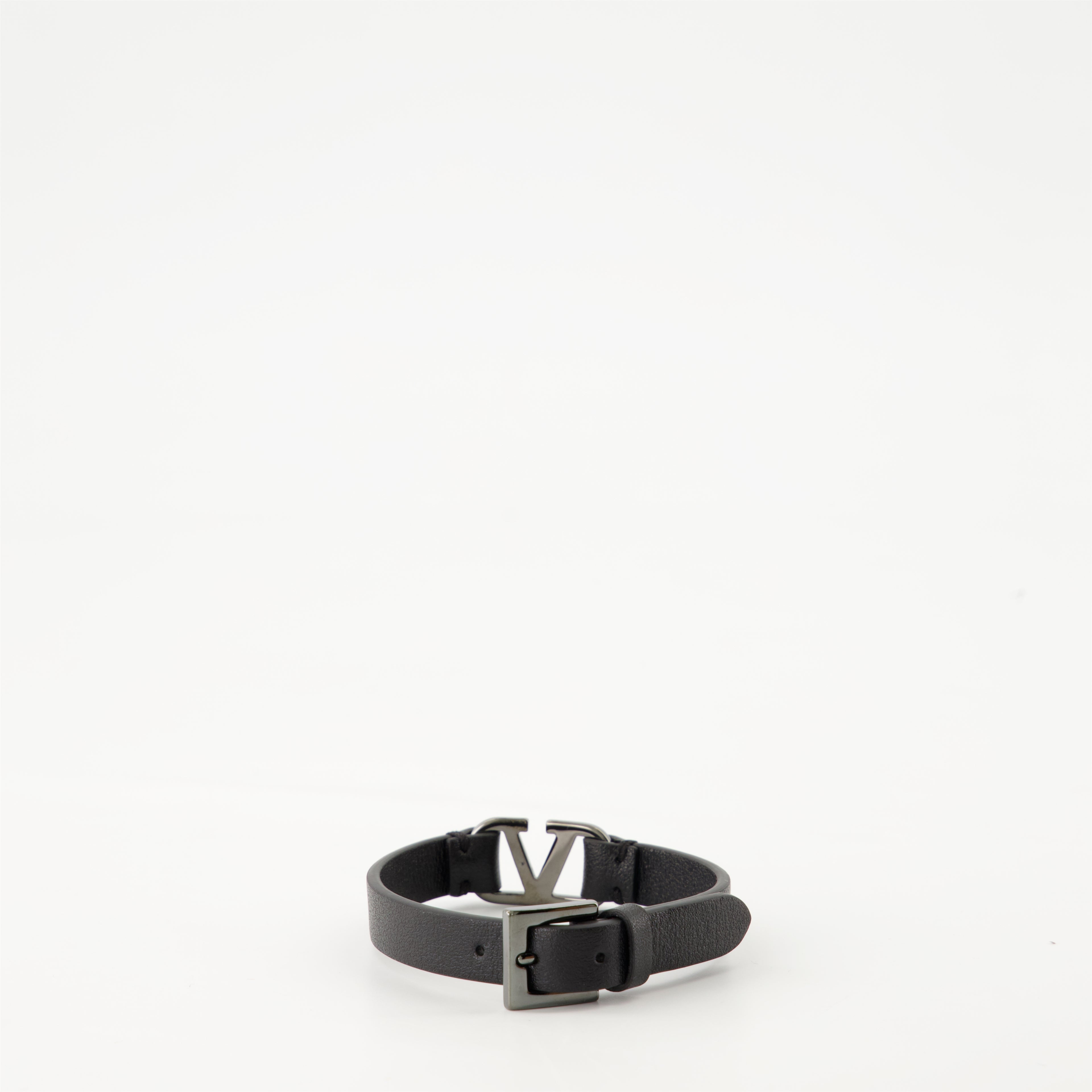 Schmuck Bracelet VLogo en cuir Valentino Garavani Schwarz Homme