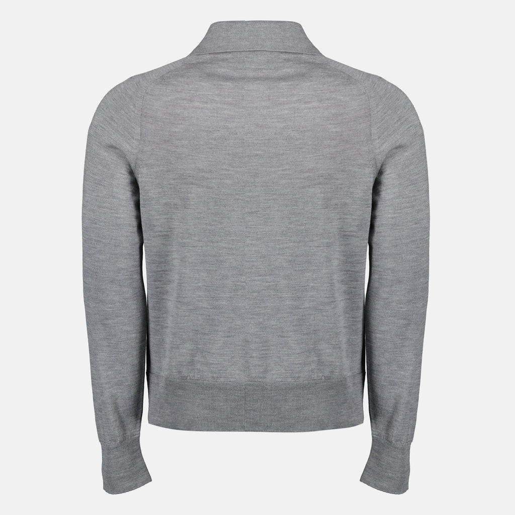 Imagen del cárdigan gris de lana de la marca Ami PARIS para Hombre - Temporada Primavera-Verano 2026 - Vista Trasera