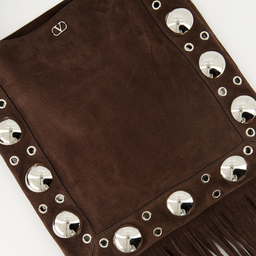 Sacs bandoulière Borsa Nellcôte Frangiata Valentino Garavani Marron Femme