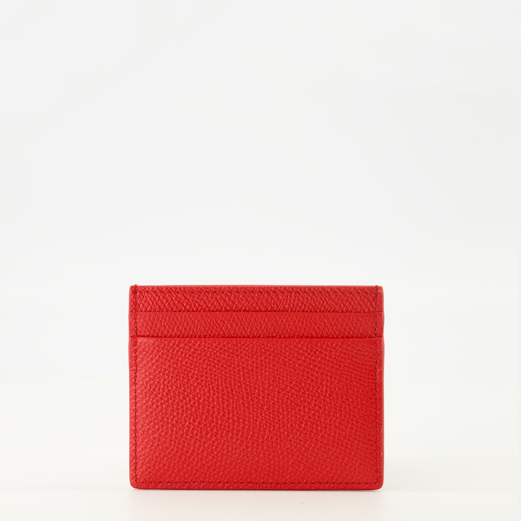 Petite maroquinerie Portacartas VLogo en Cuero Rojo Valentino Garavani Rouge Femme