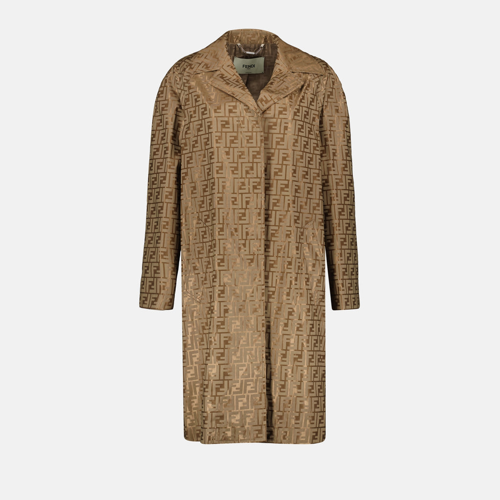 Manteaux Manteau FF en jacquard Fendi Beige Femme