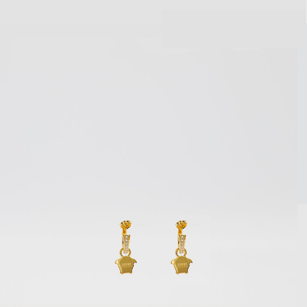 Jewelry La Medusa Hoop Earrings with Crystals Versace Gold Femme