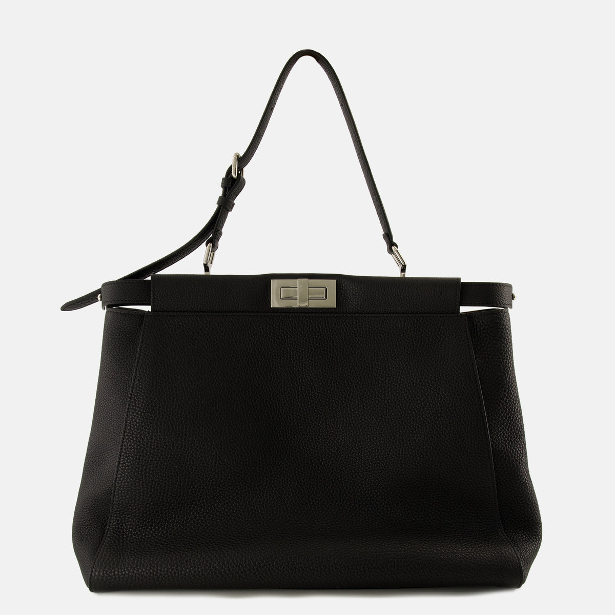 Sacs cabas 피카부 블랙 그레인 레더 백 Fendi Noir Homme