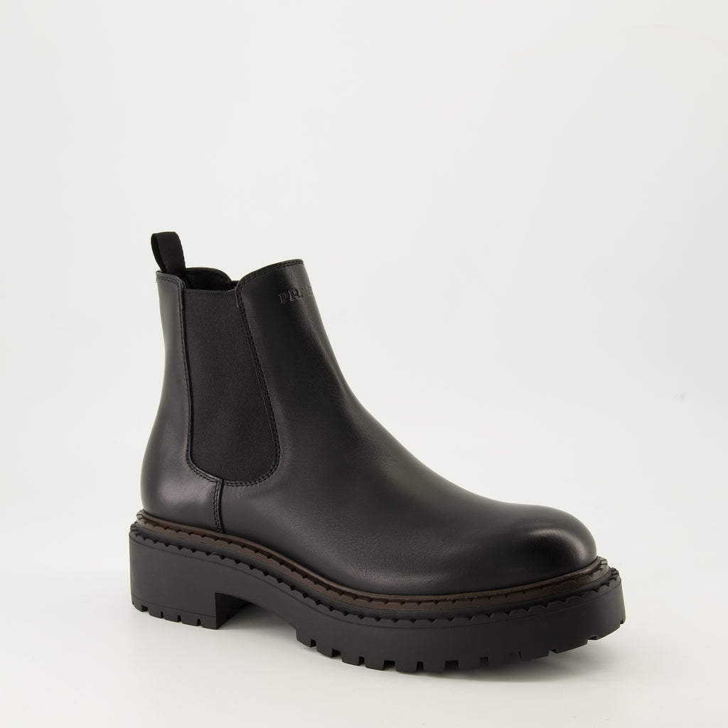 Bottes et bottines Bottines en cuir Prada Noir Homme