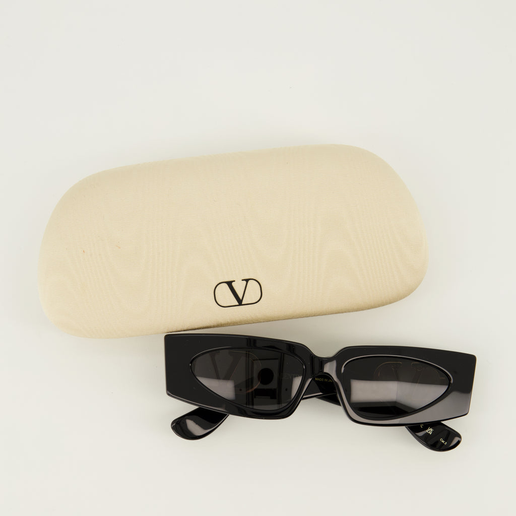 Lunettes VLogo Schwarze Sonnenbrille Valentino Garavani Noir Femme