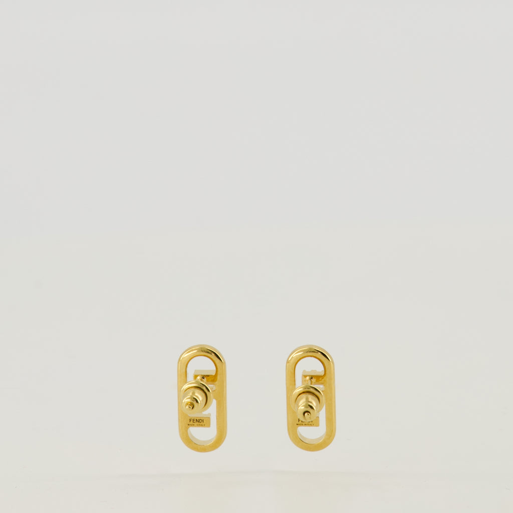 Image of the O'Lock gold earrings from the Fendi brand for Women - Fall-Winter Season 2025 - Back View