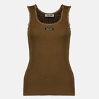 Imagen del Top sin mangas de jersey marrón de Miu Miu para Mujer - Temporada Primavera-Verano 2026 - Vista Frontal