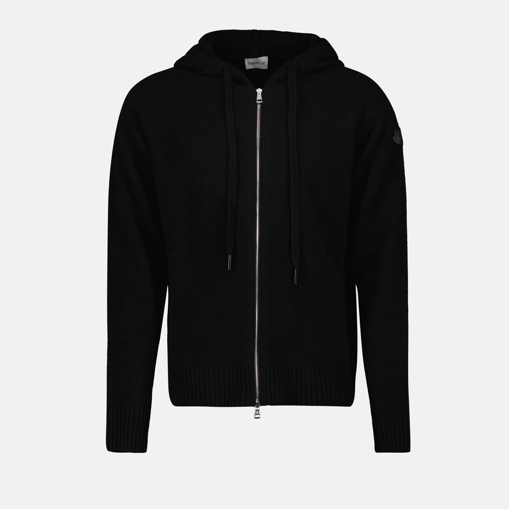 Malhas Cardigan zippé en laine Moncler Preto Homme