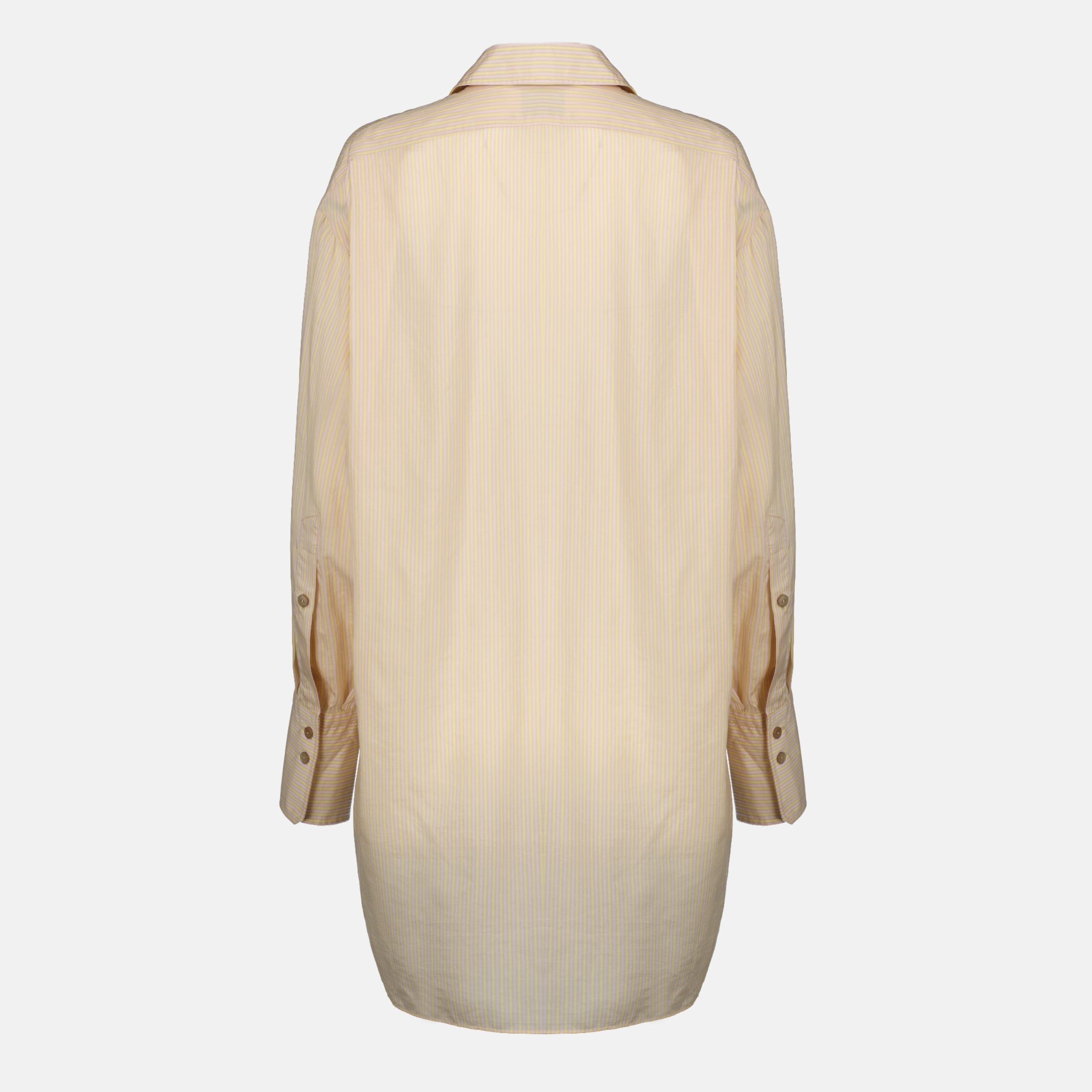 Chemises Camisa de Seda Rayada Oversized Beig Patou Rose Femme