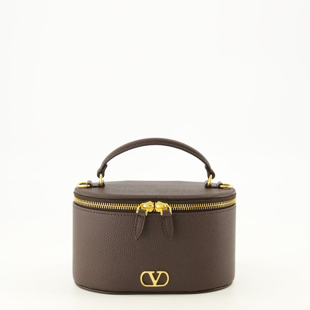 Pochettes Brown Leather Vanity Case Mini Bag Valentino Garavani Marron Femme