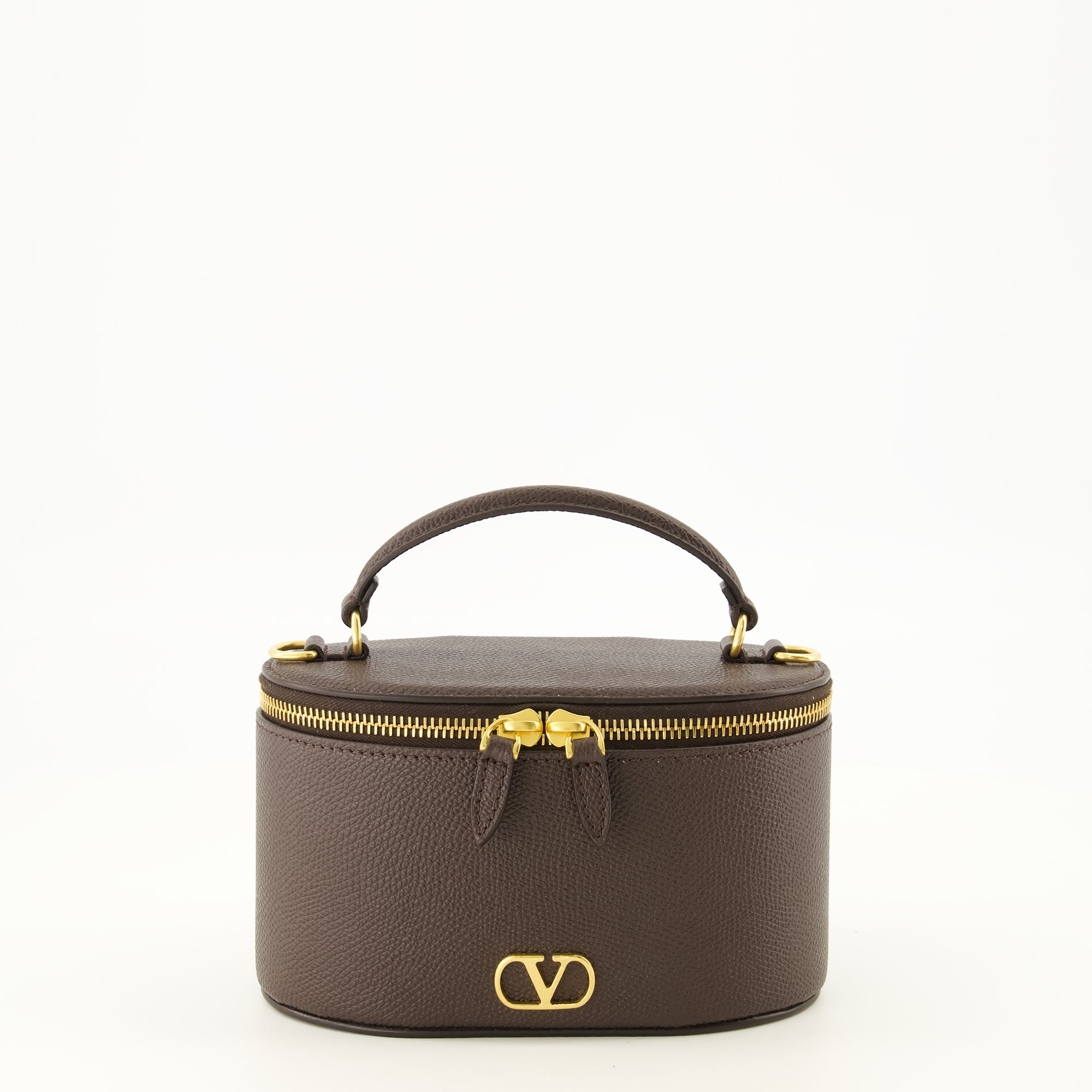 Pochettes Brown Leather Vanity Case Mini Bag Valentino Garavani Marron Femme