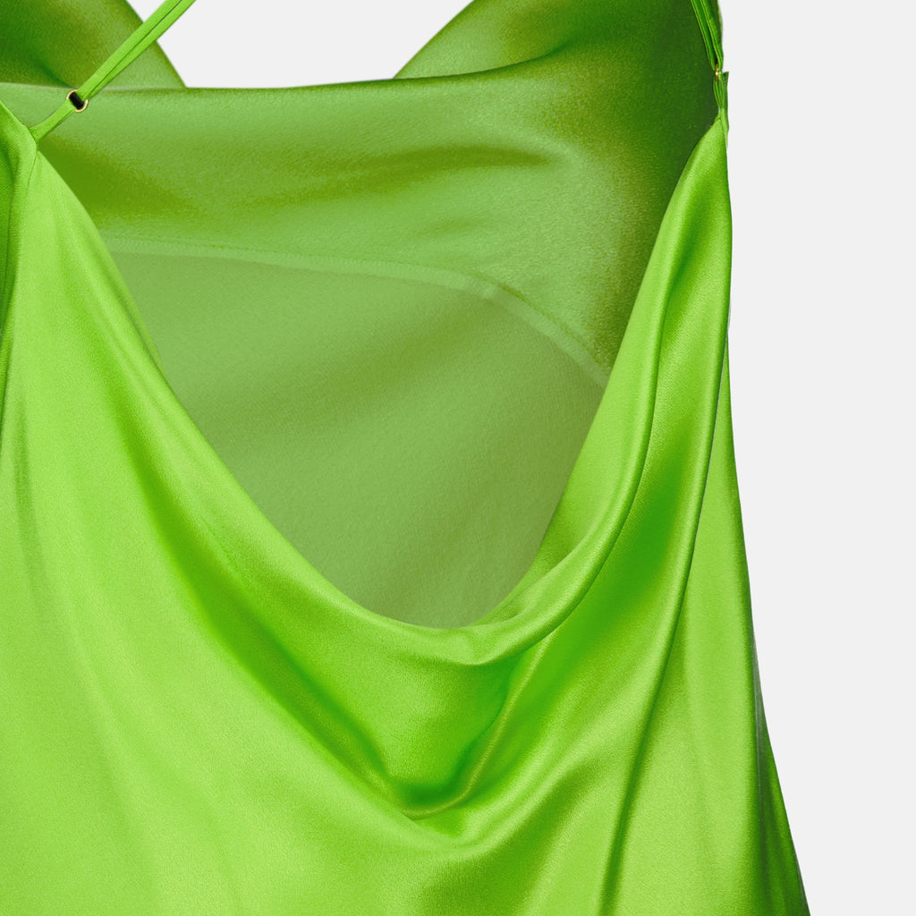 Robes Vestido Verde de Seda Sin Espalda Saint Laurent Vert Femme