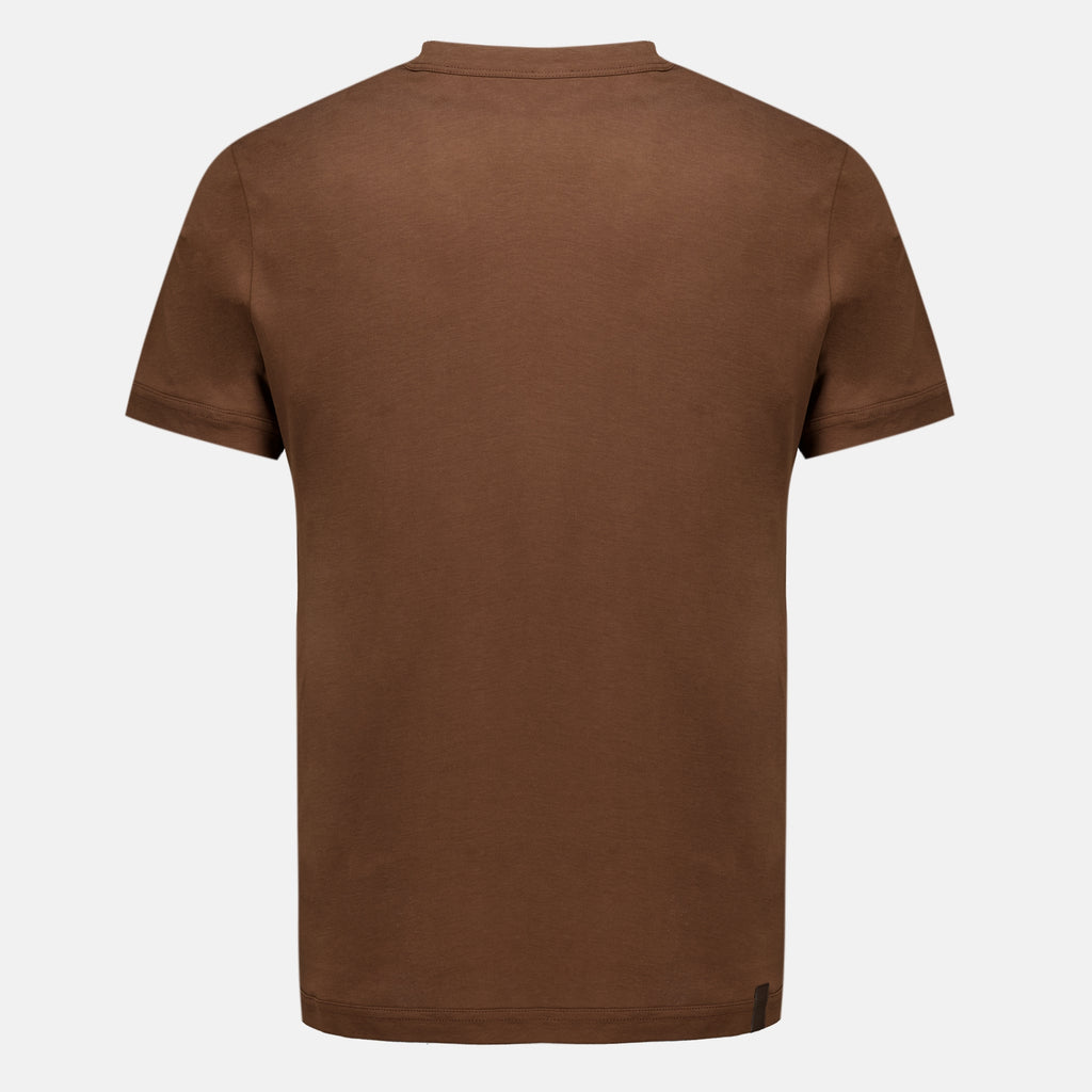 T-shirts Braunes Leder-Logo T-Shirt Moncler Marron Homme