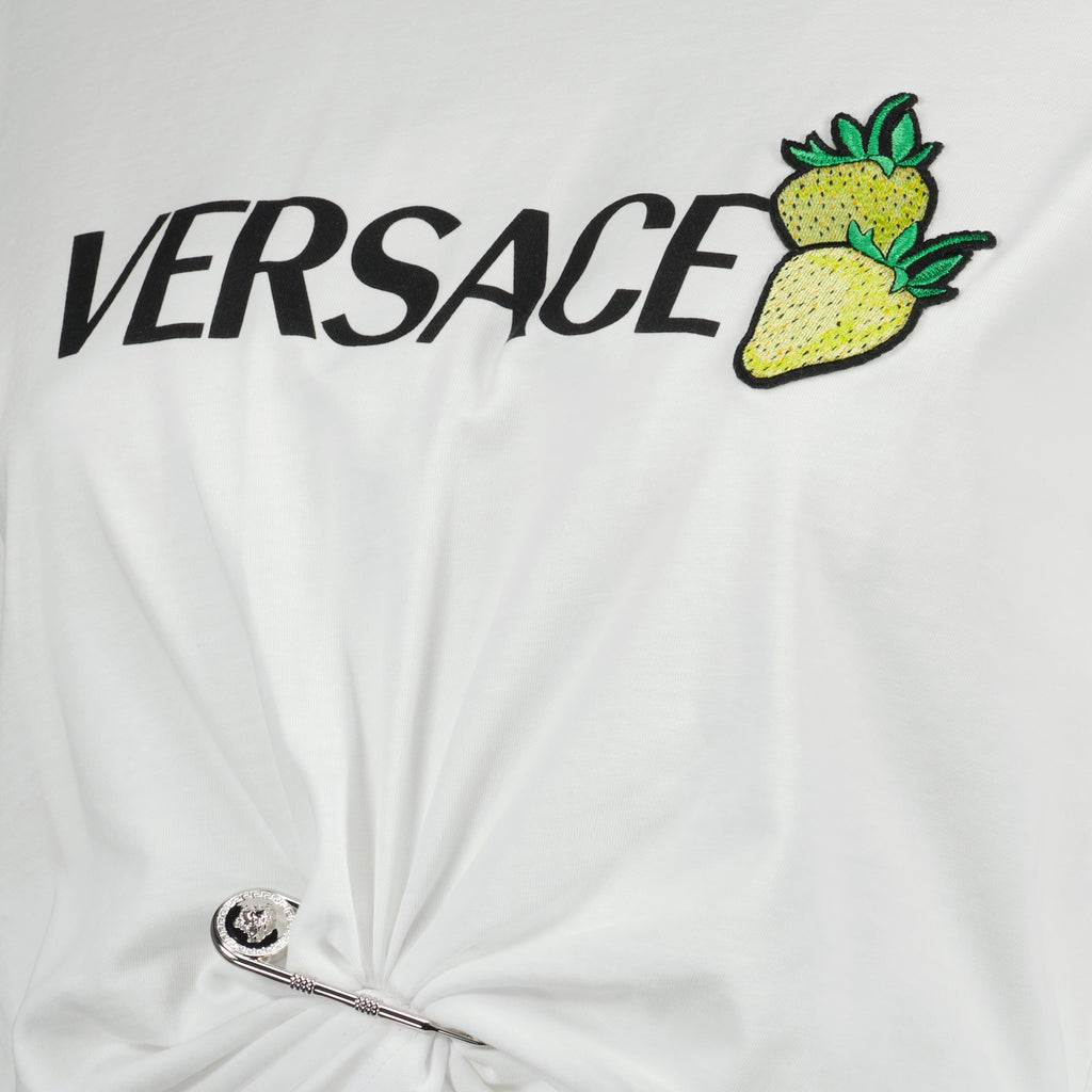 T-shirts T-shirt crop fraises Versace Blanc Femme