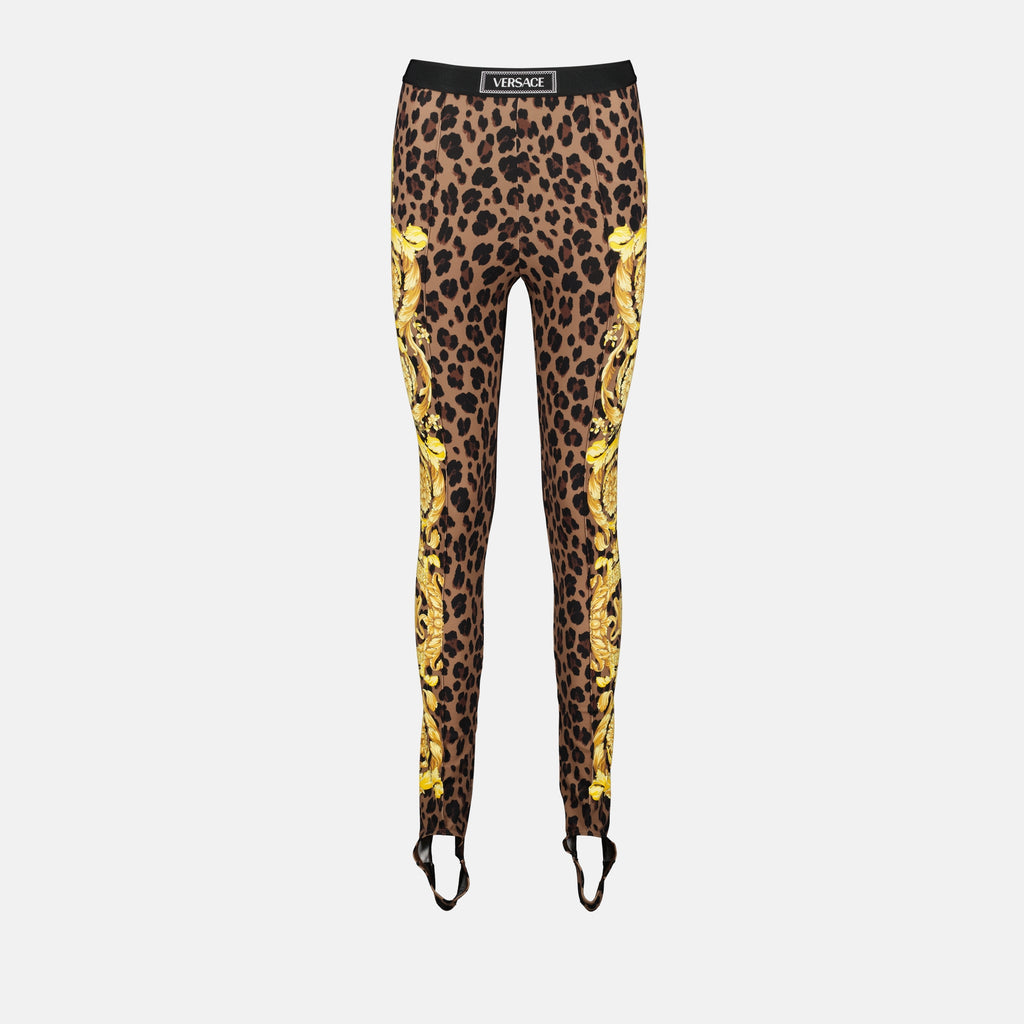 Pants Leopard Barocco Leggings Versace Brown Femme