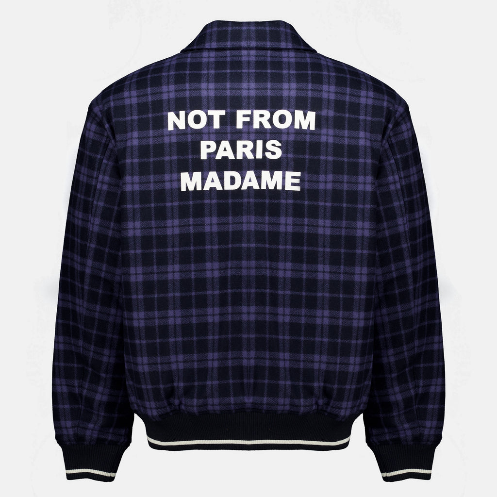 Vestes Navy Blue Checked Flannel Slogan Jacket Drole De Monsieur Bleu foncé Homme