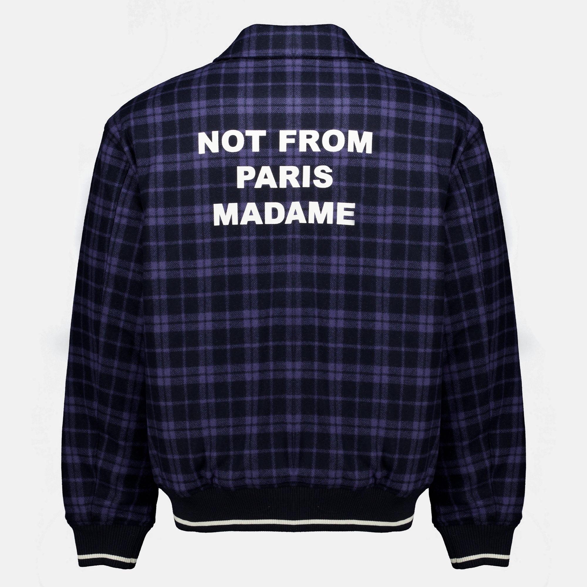 Vestes Navy Blue Checked Flannel Slogan Jacket Drole De Monsieur Bleu foncé Homme