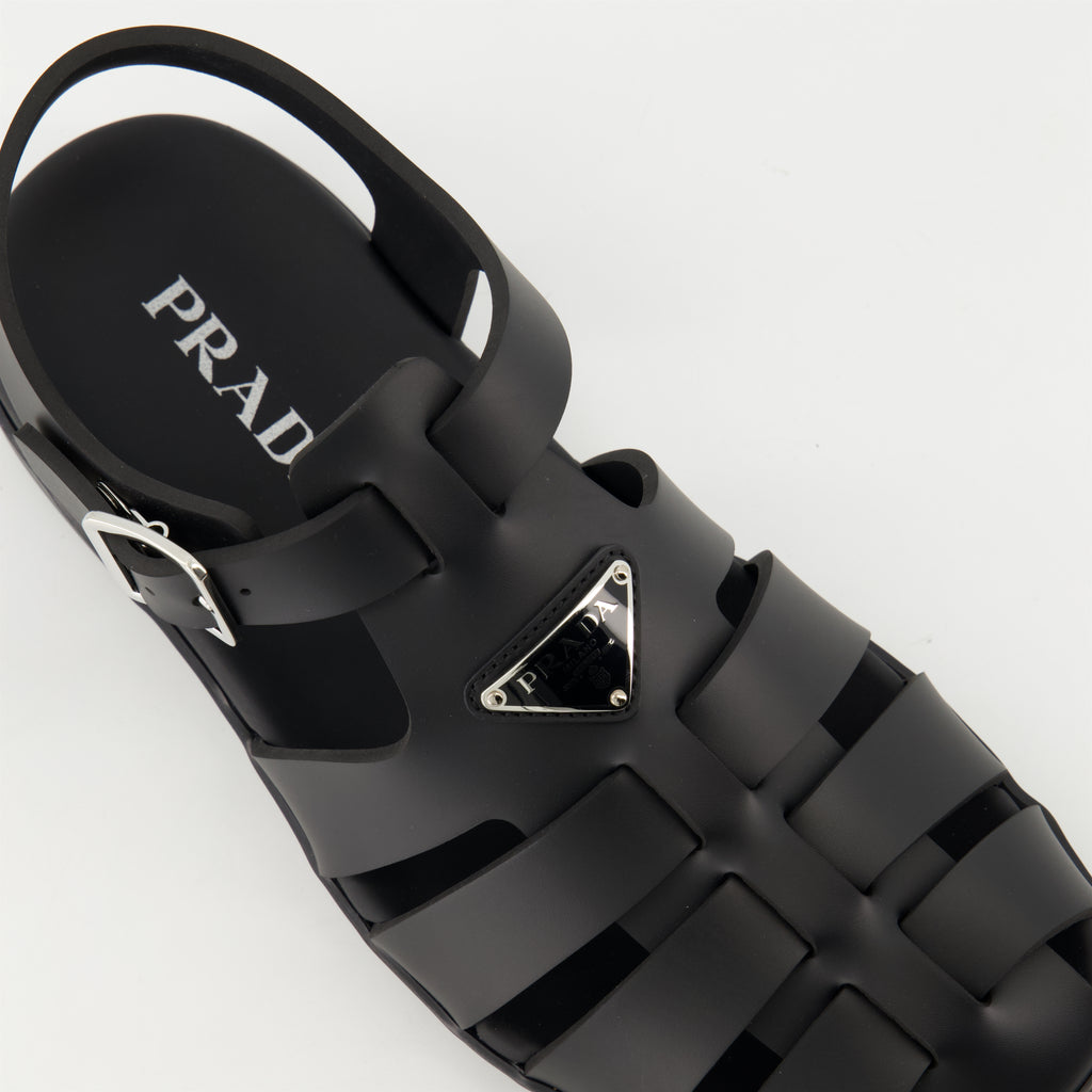 Open shoes Black Rubber Sandals Prada Black Homme