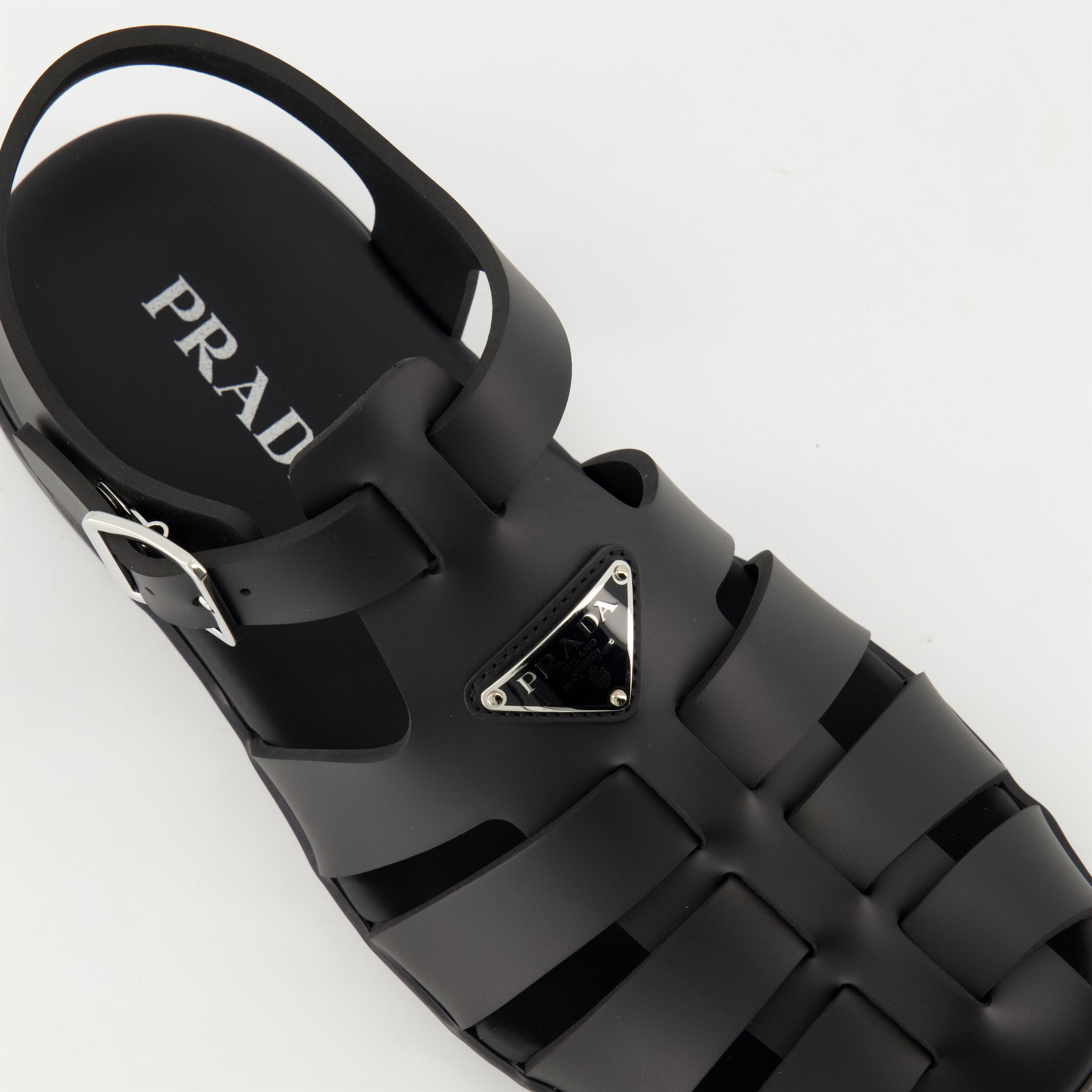 Open shoes Black Rubber Sandals Prada Black Homme