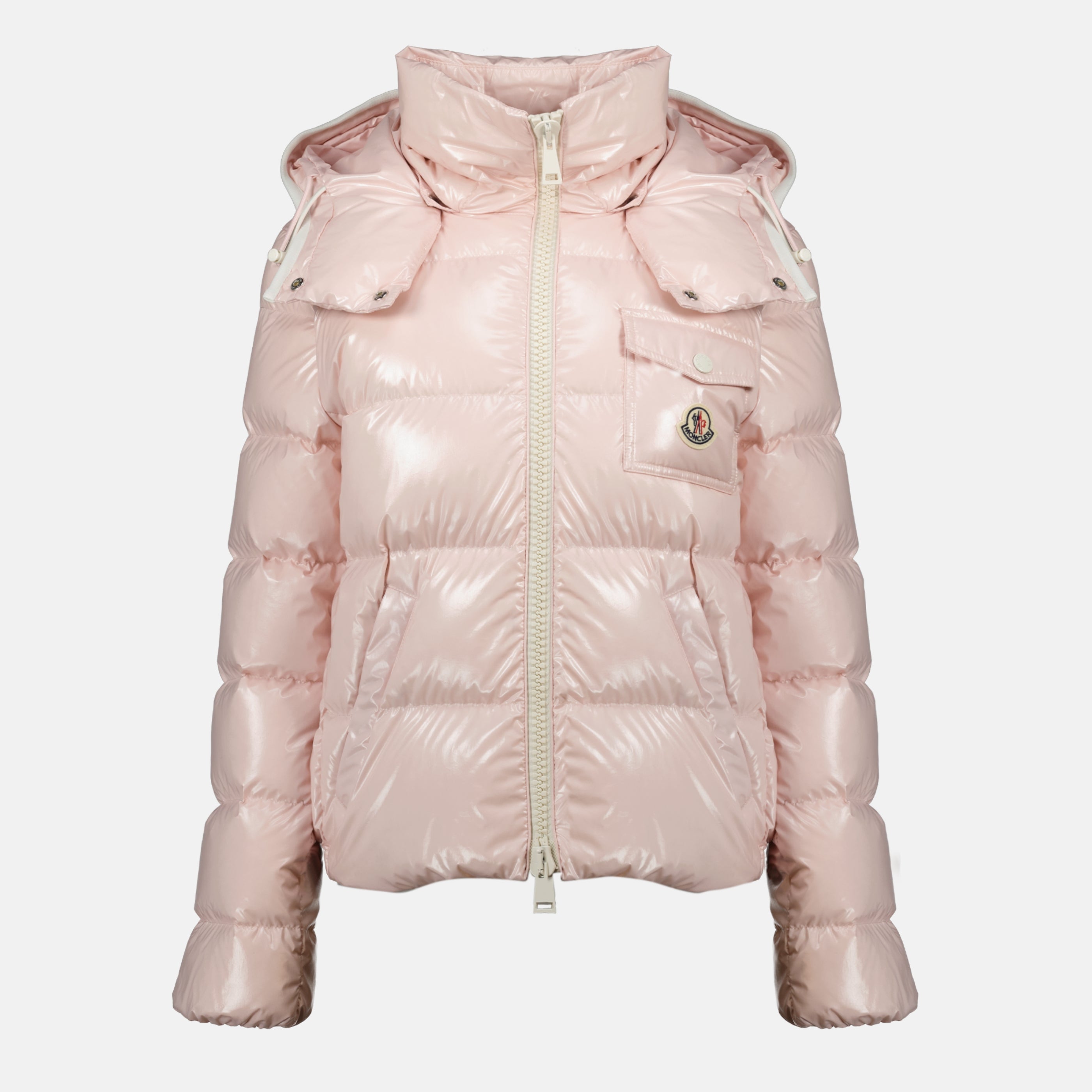 Imagen del abrigo de plumas rosa Andro de Moncler para mujer - Temporada Primavera-Verano 2026 - Vista Frontal