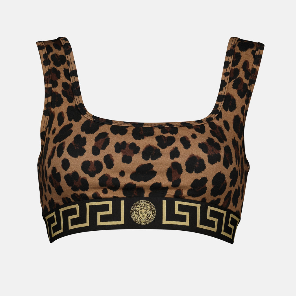 Tops Brassière Greca leopard Versace Marrom Femme
