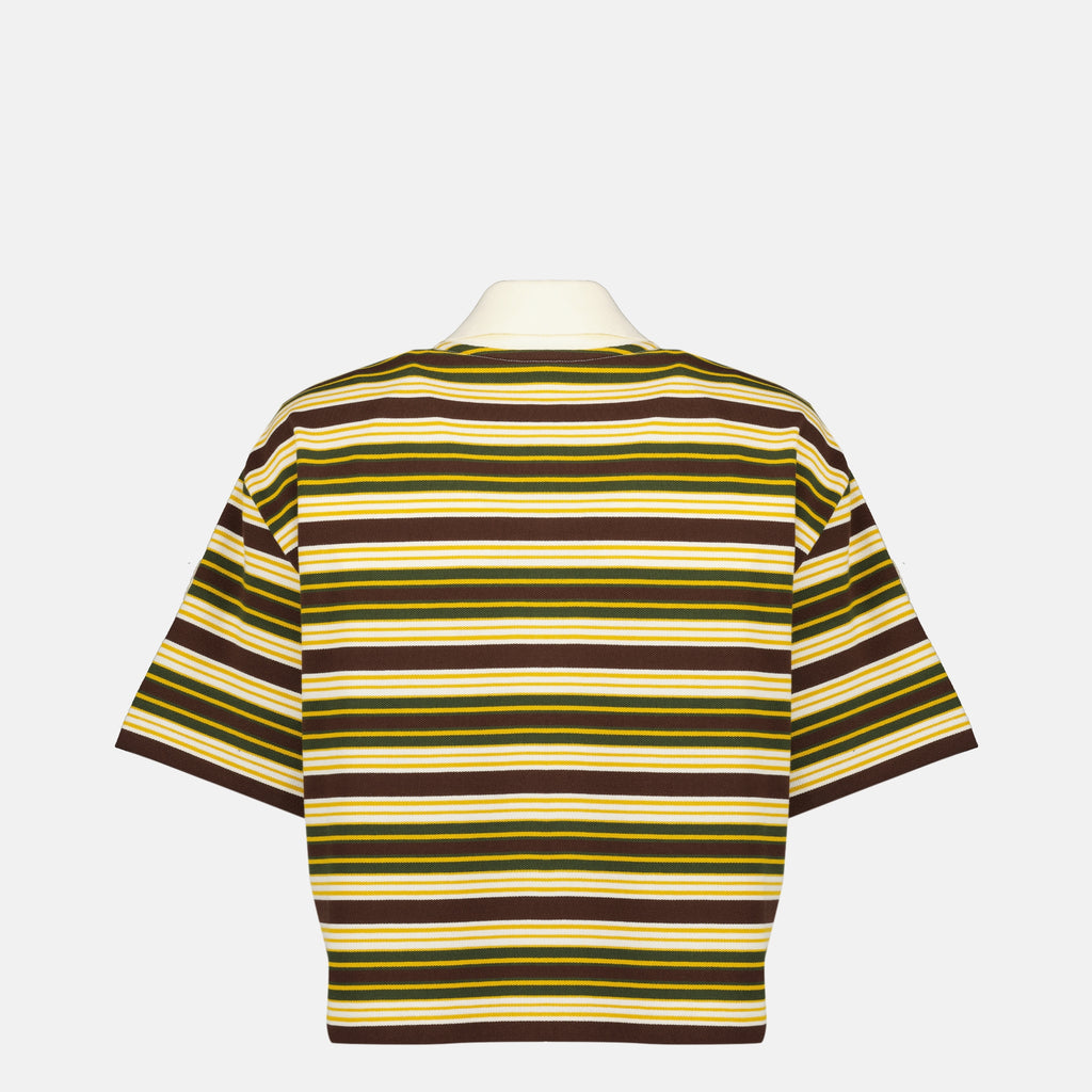 Polos 스트라이프 코튼 폴로 Moncler Marron Femme