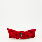 Imagen del chouchou de terciopelo rojo de la marca Miu Miu para mujer - Temporada Primavera-Verano 2026 - Vista Posterior