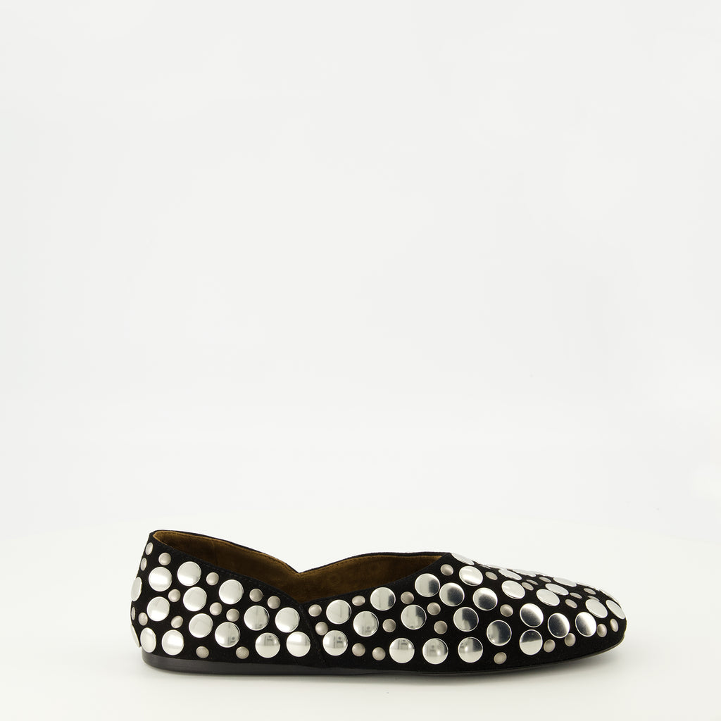 Image de l'article Ballerines Jane en daim noir de la marque Khaite pour Femme - Saison Printemps-Été 2026 - Vue latérale droite