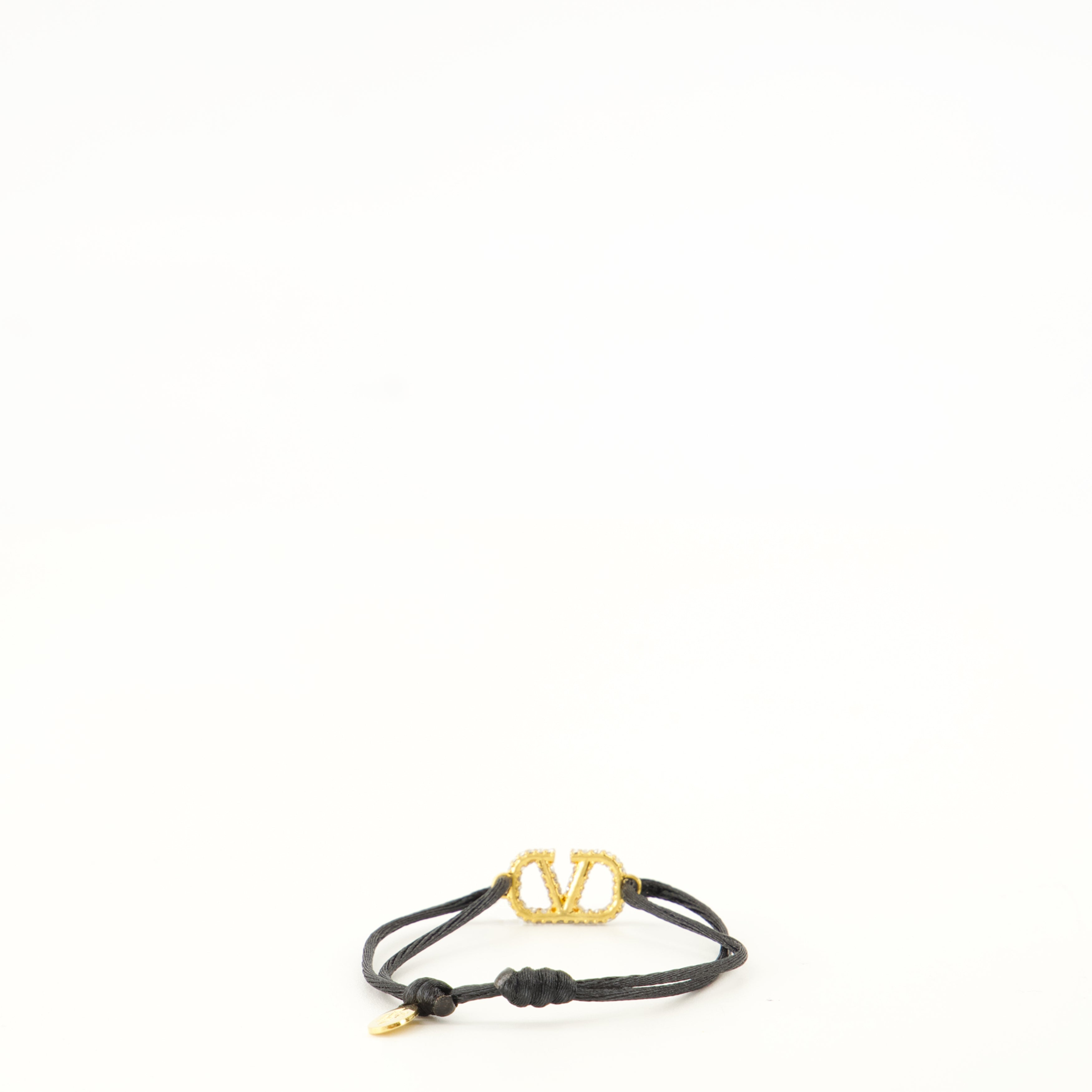 Bijoux VLogo Bracelet in Cotton and Swarovski® Crystals Valentino Garavani Noir Femme