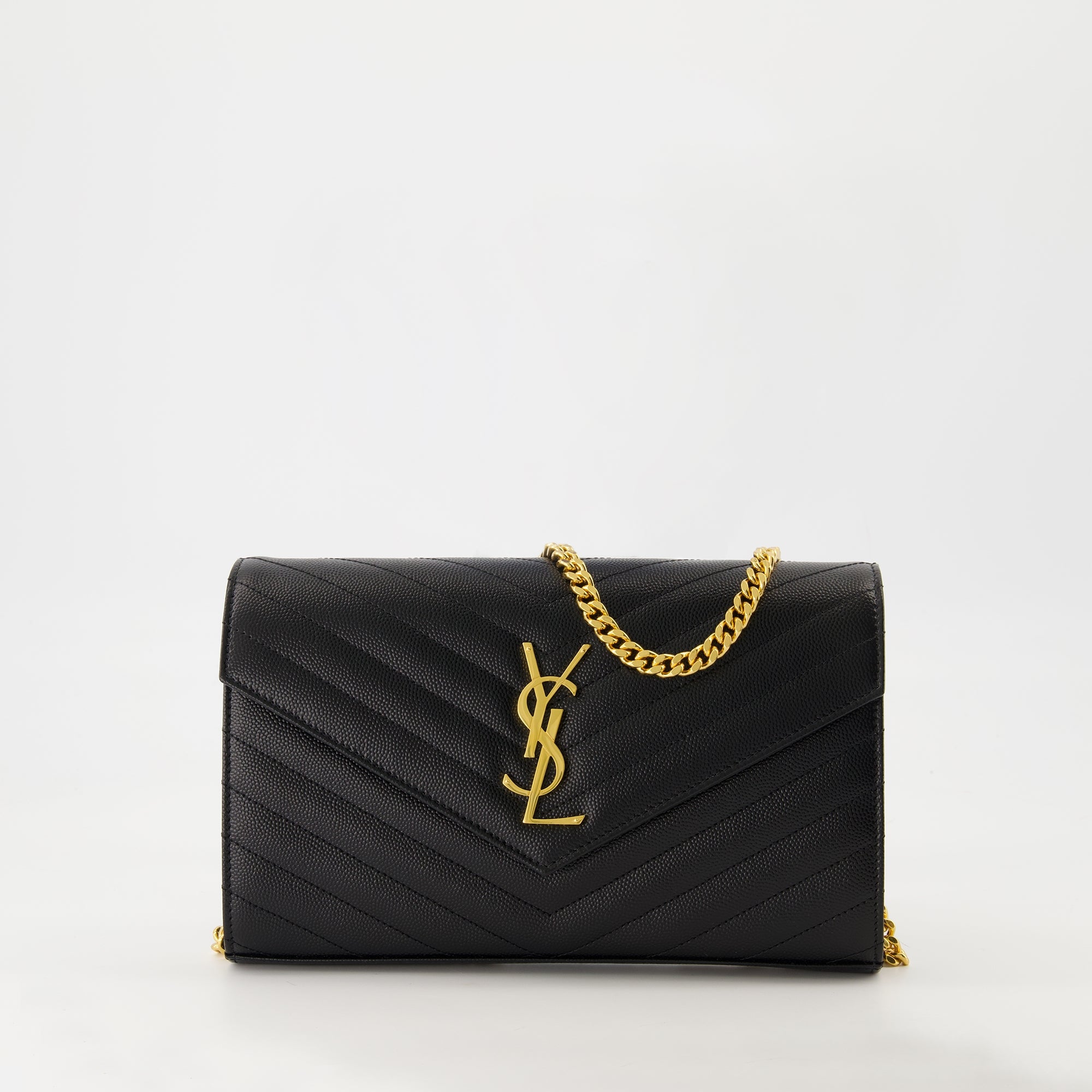 Bild des Cassandre-Kettenportemonnaies der Marke Saint Laurent für Damen - Herbst-Winter 2025 - Vorderansicht