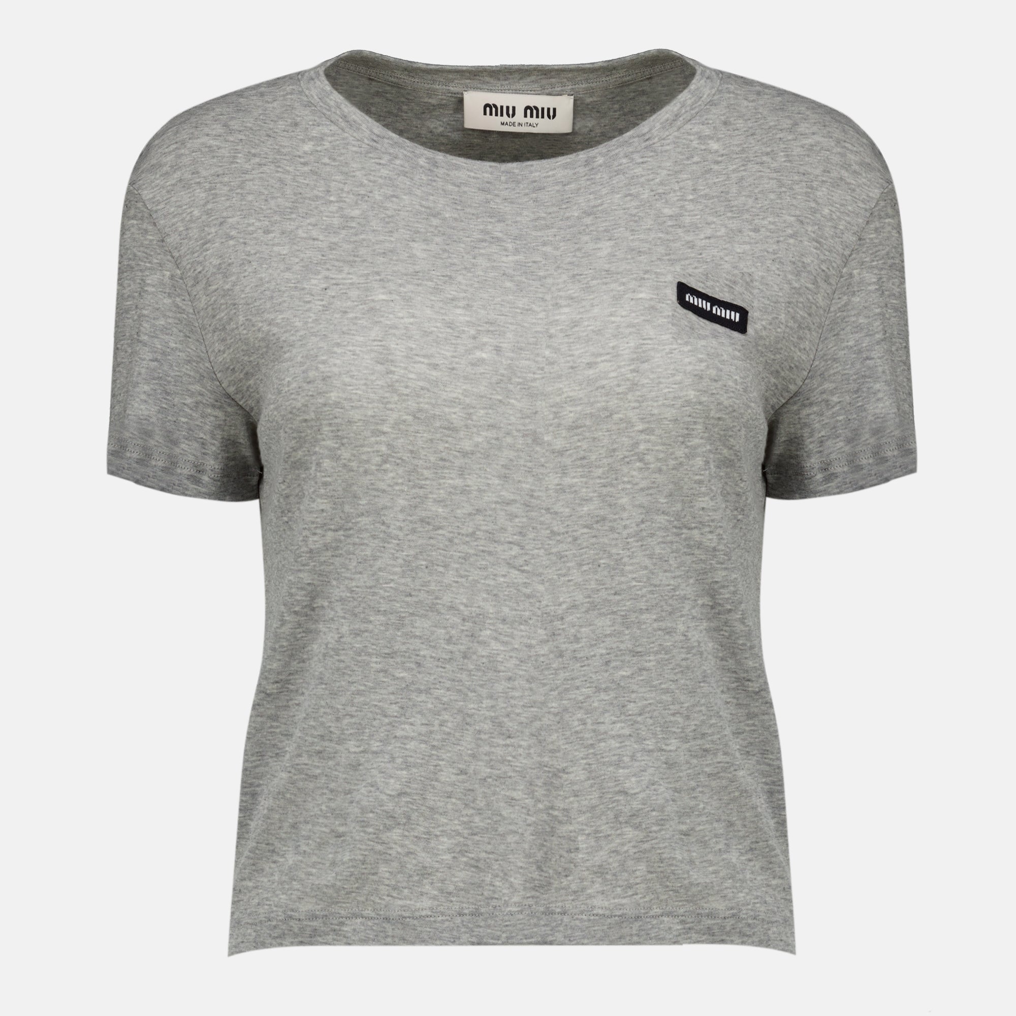 T-shirts T-shirt en jersey côtelé gris Miu Miu Gris Femme
