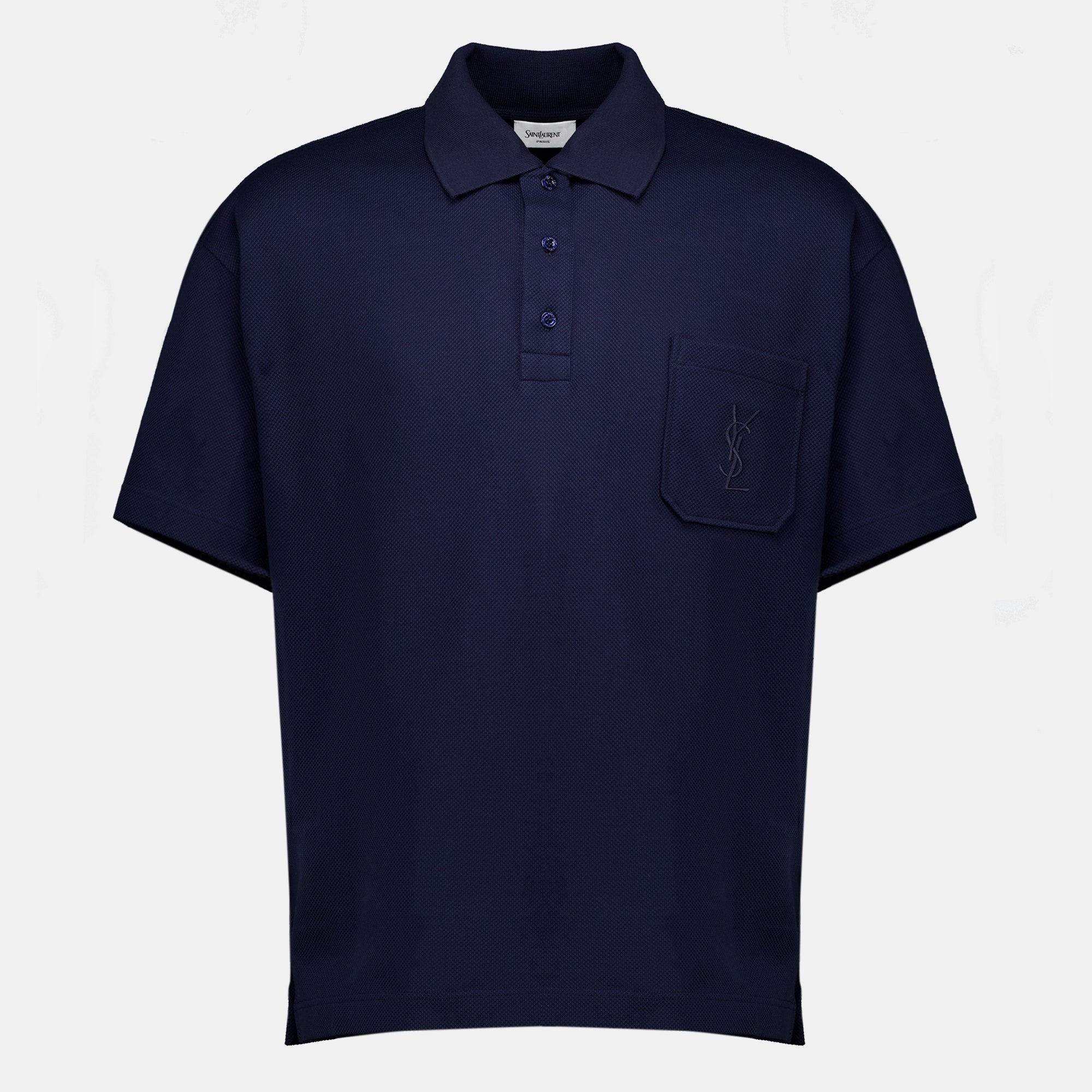 Polos Navy Blue Piqué Cotton Polo Saint Laurent Bleu foncé Homme