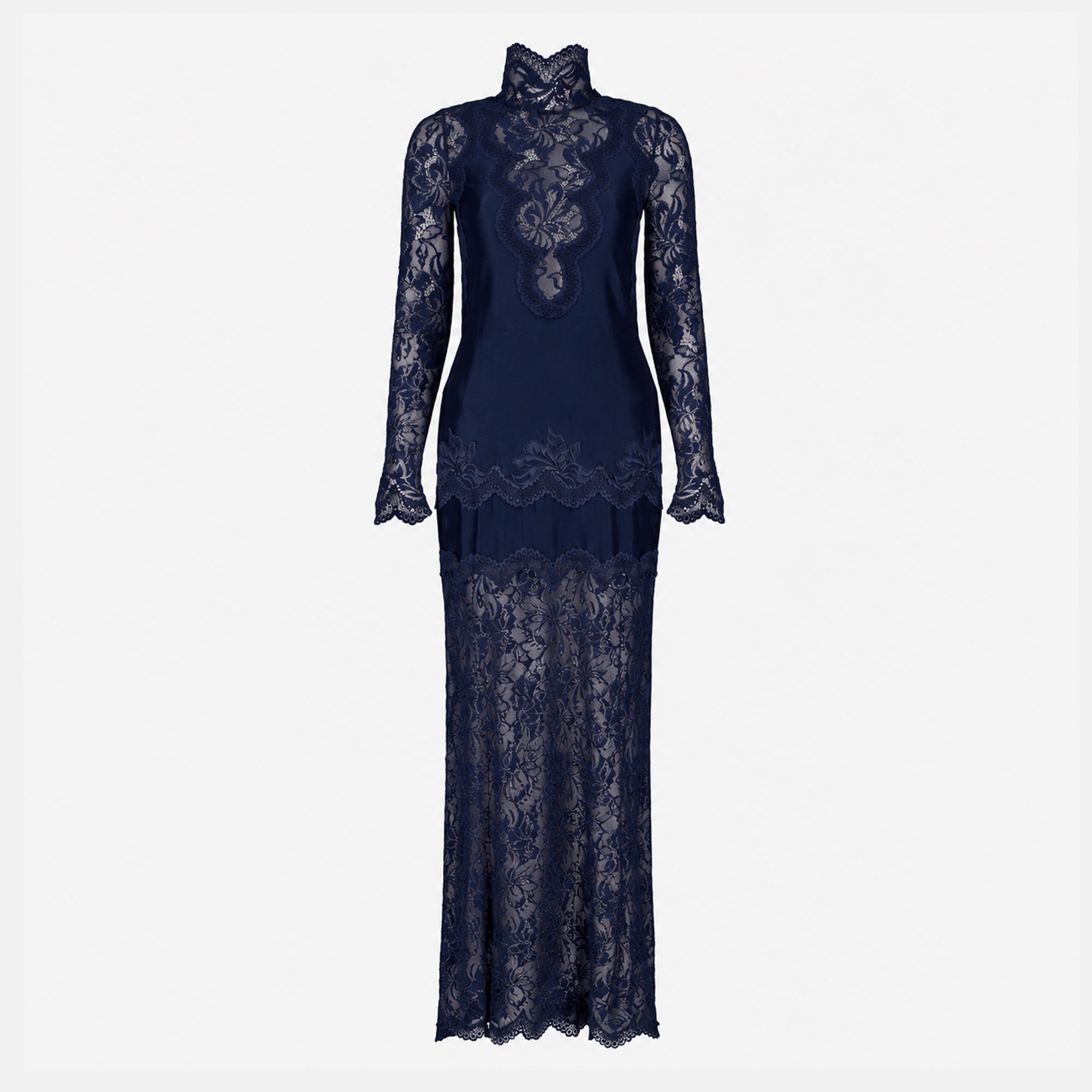 Robes Vestido Largo de Encaje Azul Marino Rabanne Bleu foncé Femme