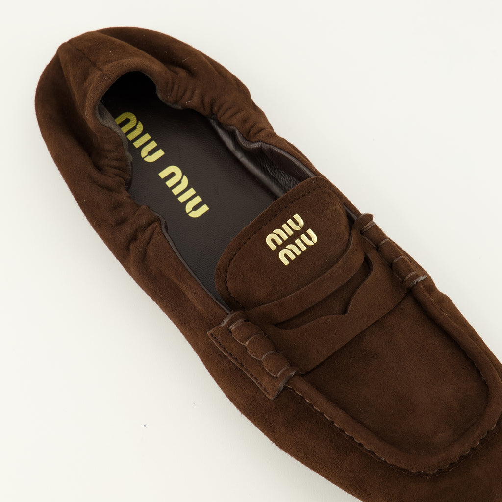 Mocassins Mocassins Ruches en suède marron Miu Miu Marron Femme