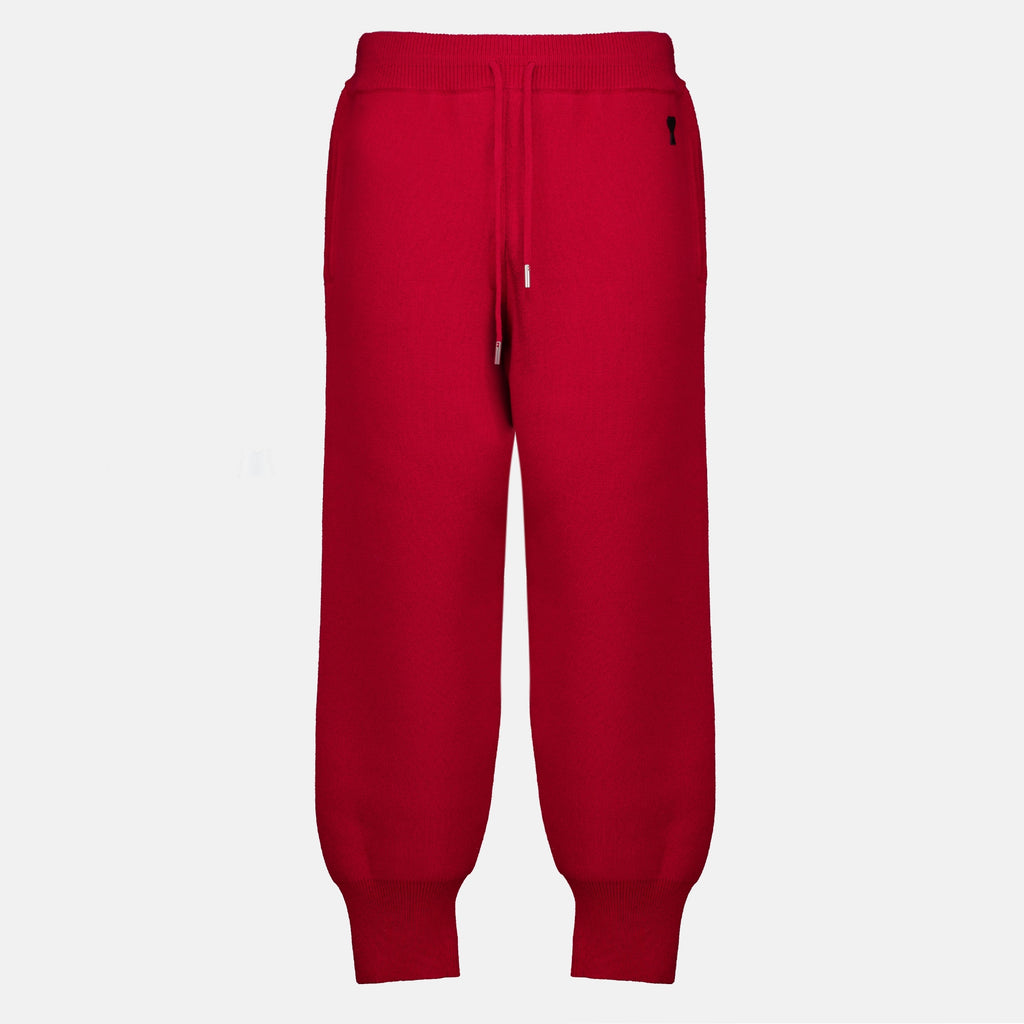 Pantalons Jogging Rosso in Lana Ami PARIS Rouge Unisexe
