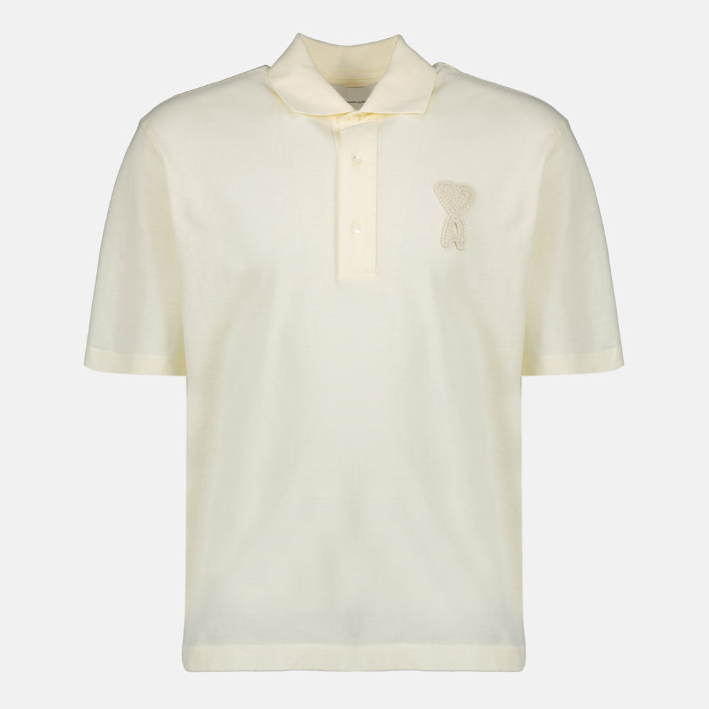 Image de l'article Polo AMI de coeur tissé bleu marine de la marque Ami PARIS pour Unisex - Saison Printemps-Été 2026 - Vue de Face