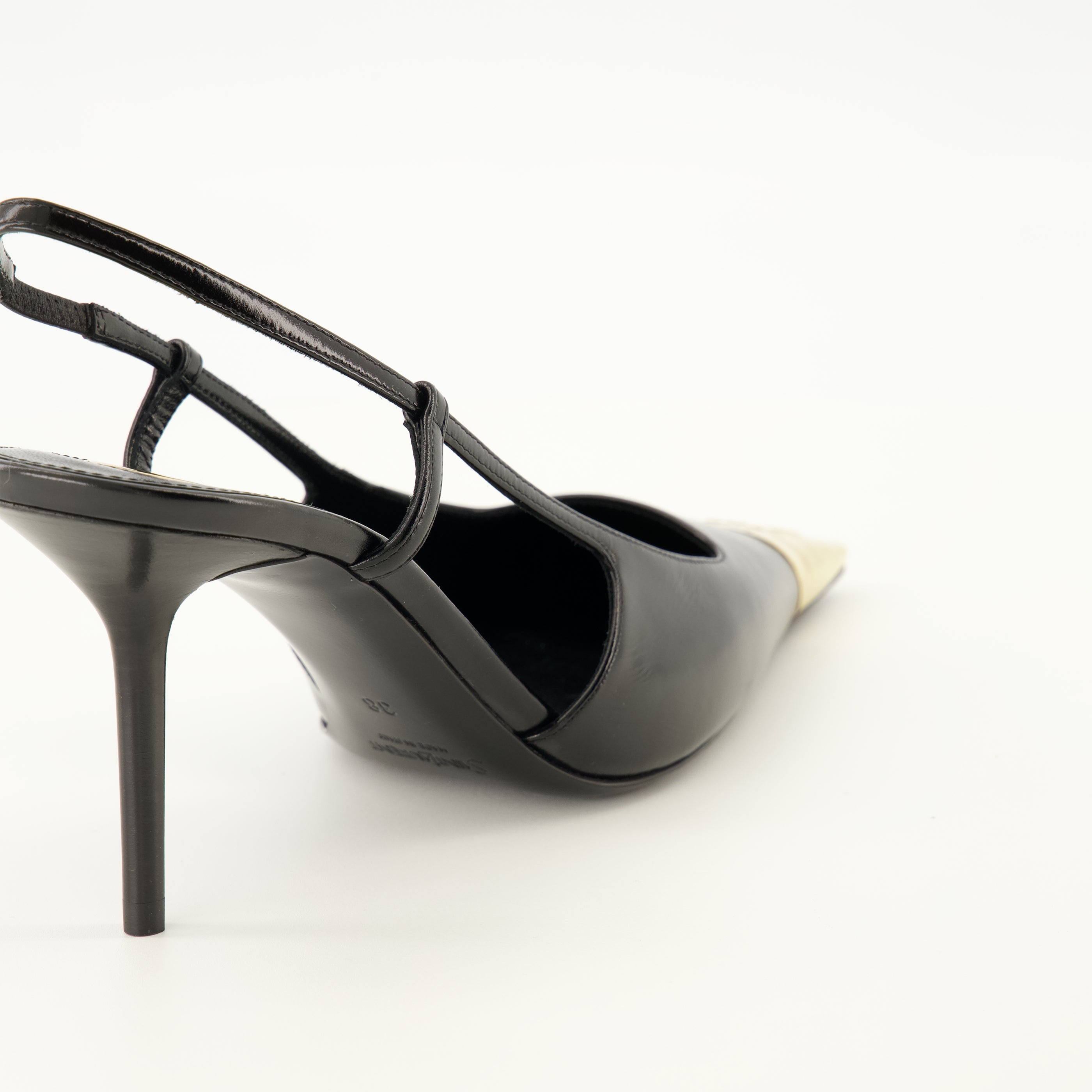 Escarpins Jeanne Slingback in Pelle Nera Saint Laurent Noir Femme