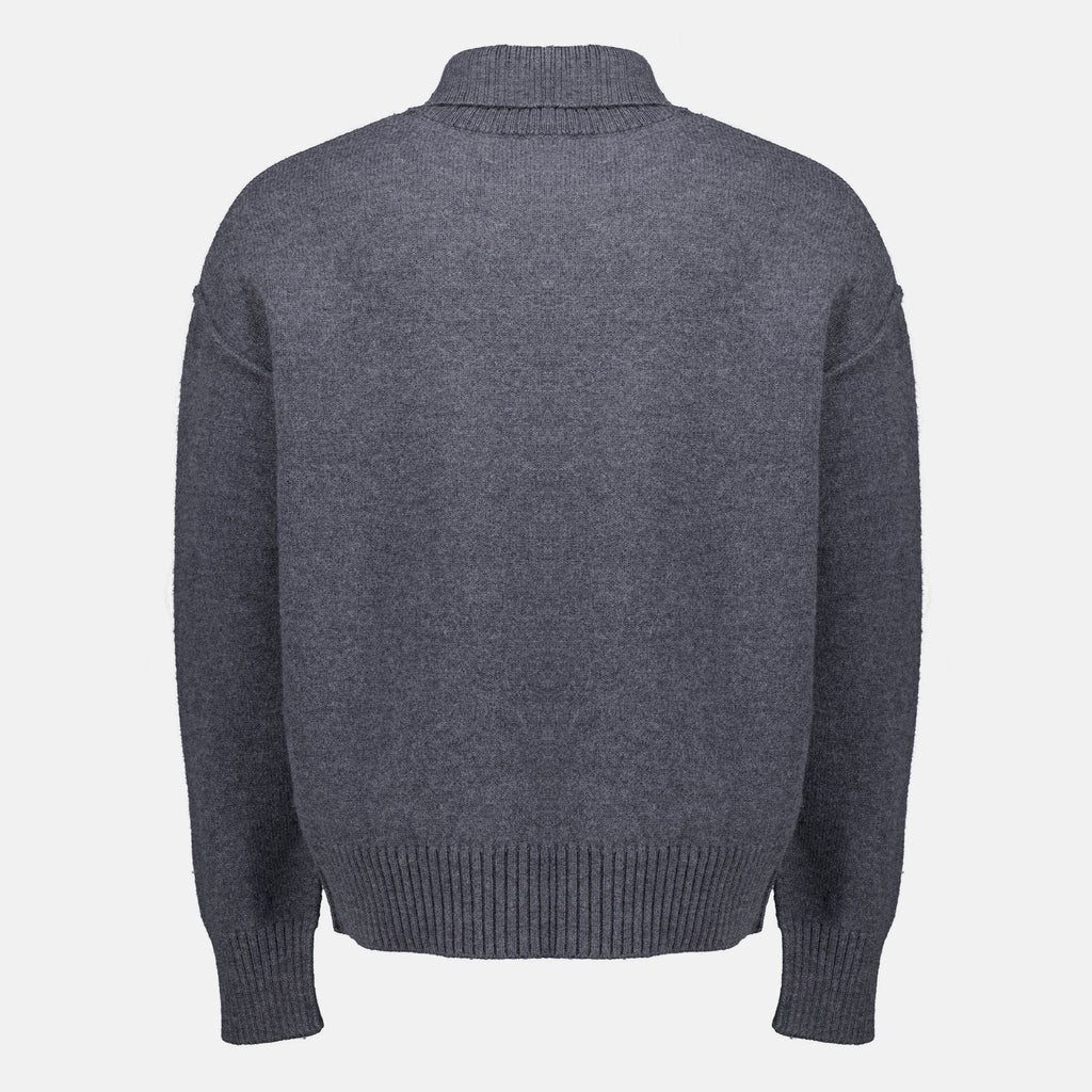 Maille Gray Wool Turtleneck Sweater Ami PARIS Gris Unisexe