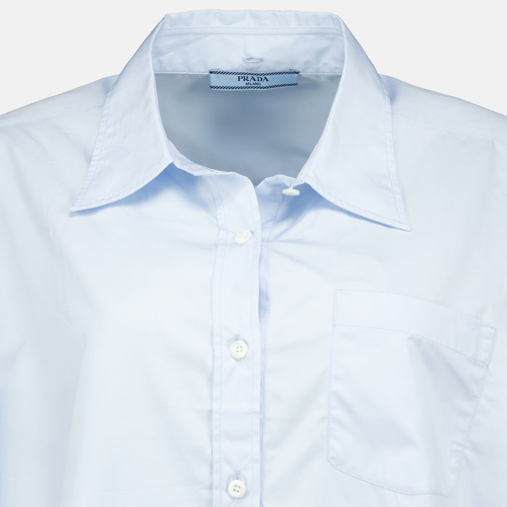 Chemises Camisa de Popeline Azul Prada Bleu Femme