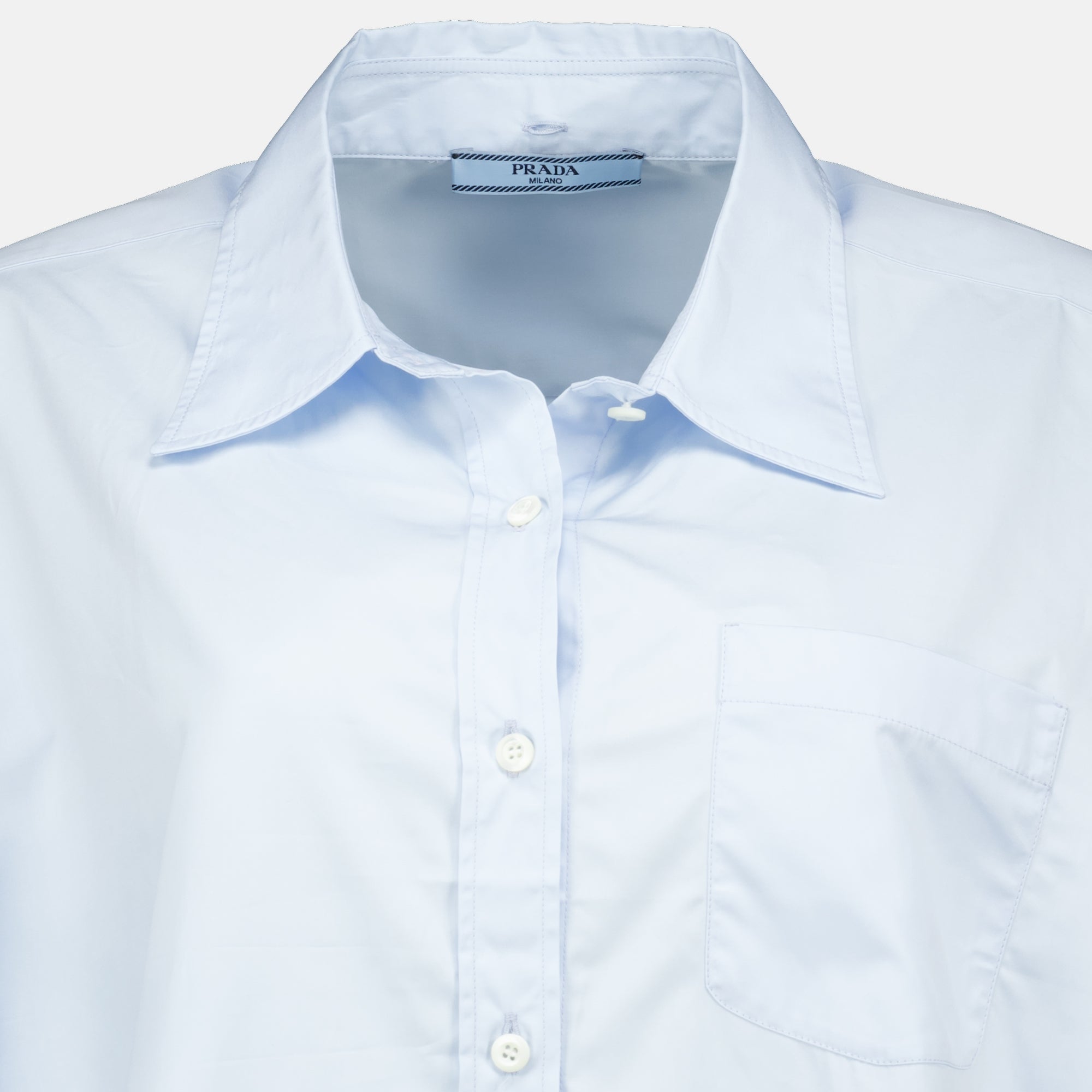 Chemises Camisa de Popeline Azul Prada Bleu Femme