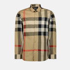 Camicie Camicia a Righe Check Burberry Beige Homme
