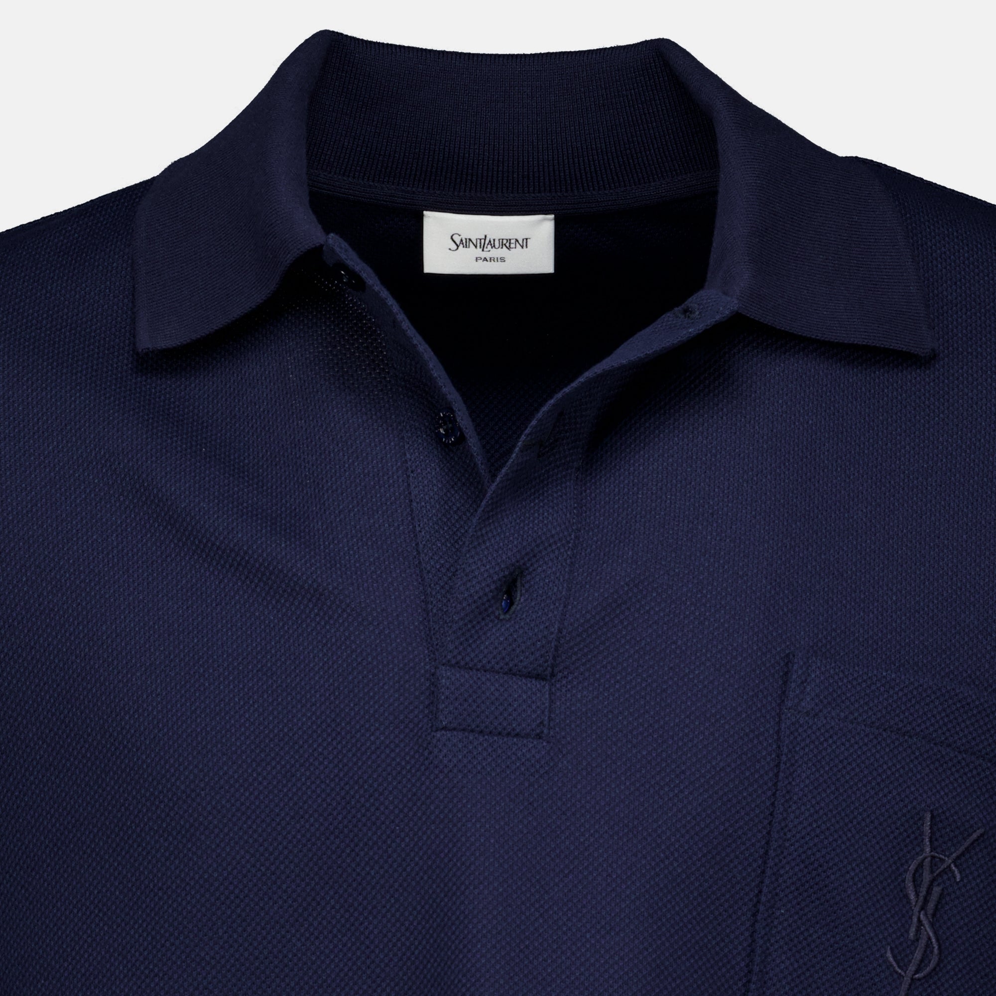 Polos Navy Blue Piqué Cotton Polo Saint Laurent Bleu foncé Homme